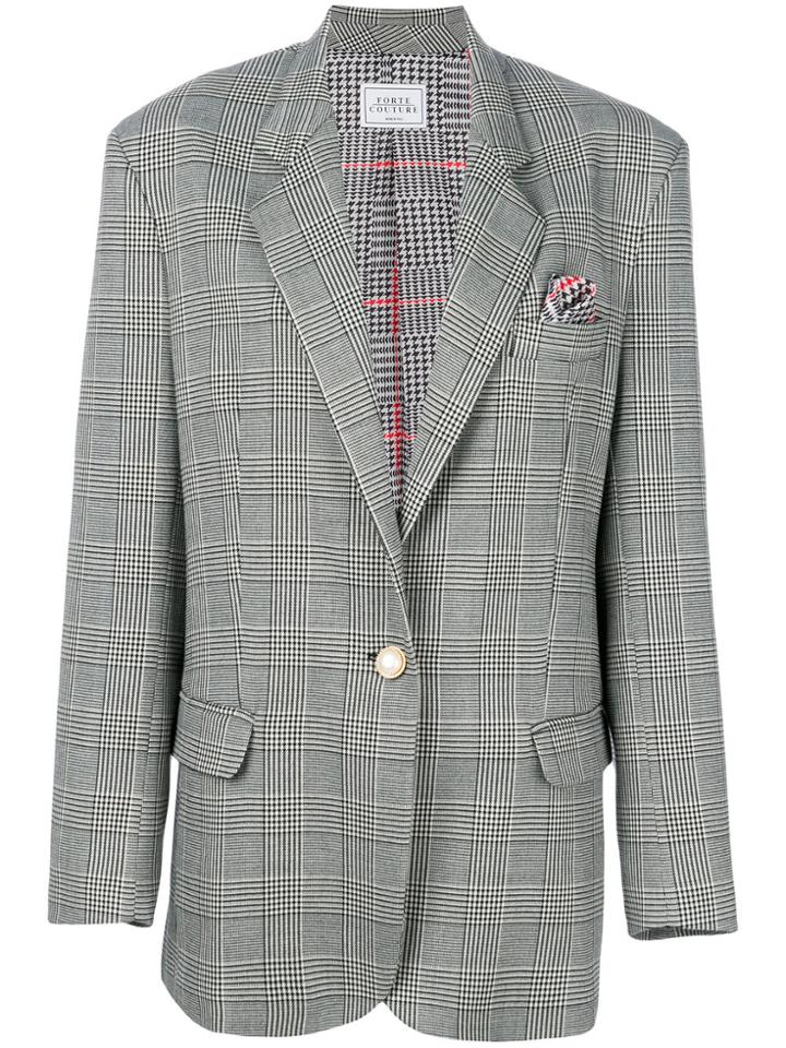 Forte Dei Marmi Couture Checked Button Blazer - Black