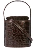 Staud Crocodile Texture Bisset Shoulder Bag - Brown