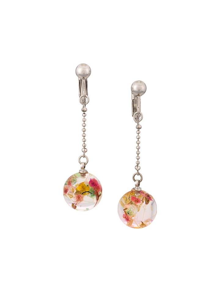 Anrealage Pressed Flower Drop Earrings, Women's, Nude/neutrals