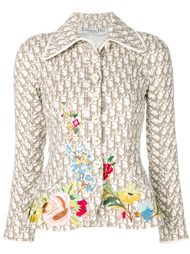 Christian Dior Vintage Flower Embroidery Logo Jacket - Nude & Neutrals