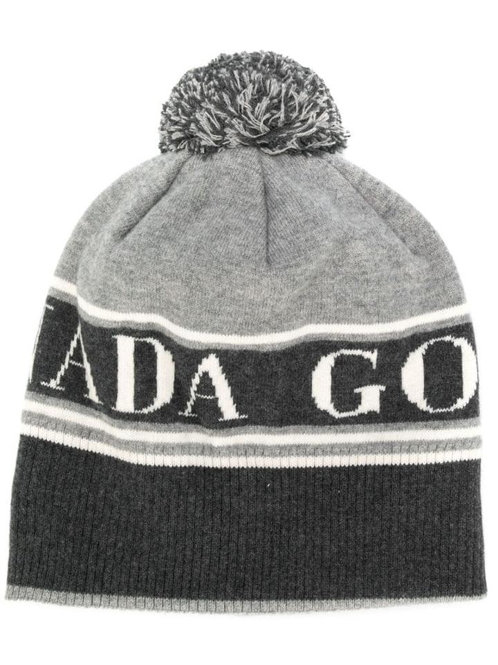 Canada Goose Logo Detail Bobble Hat - Grey