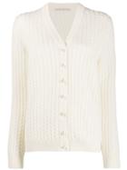 Alessandra Rich Pearl Button Cardigan - Neutrals