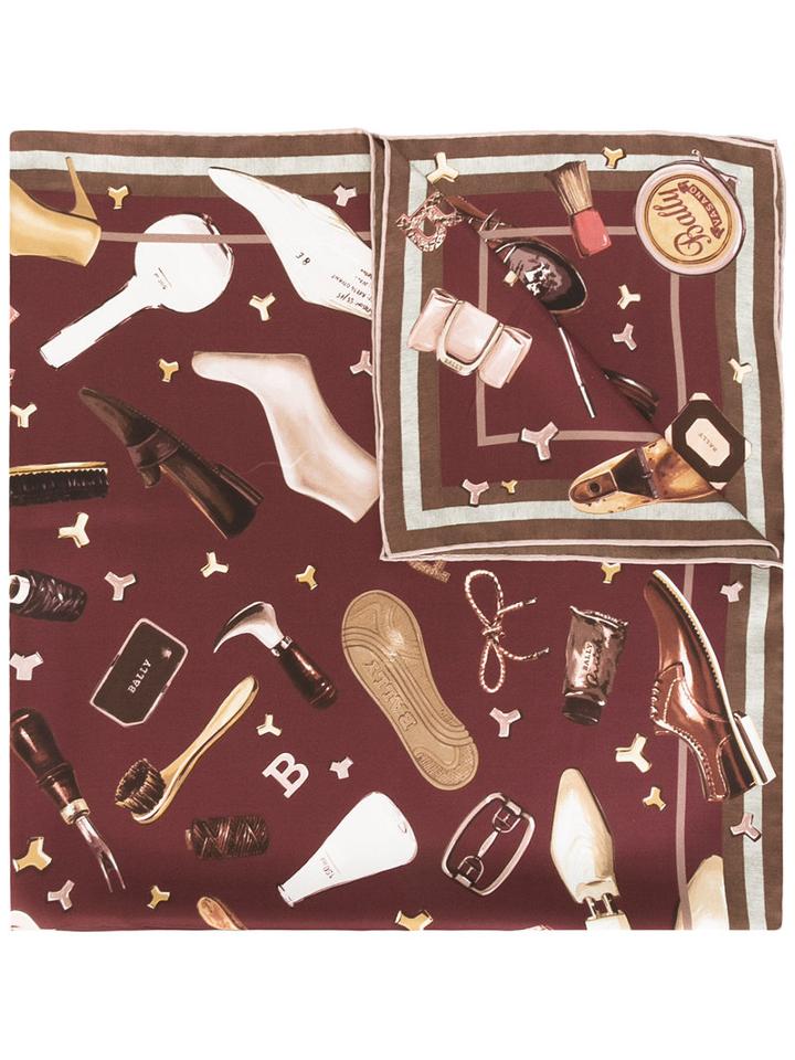Bally Multi-print Scarf, Women's, Red, Silk