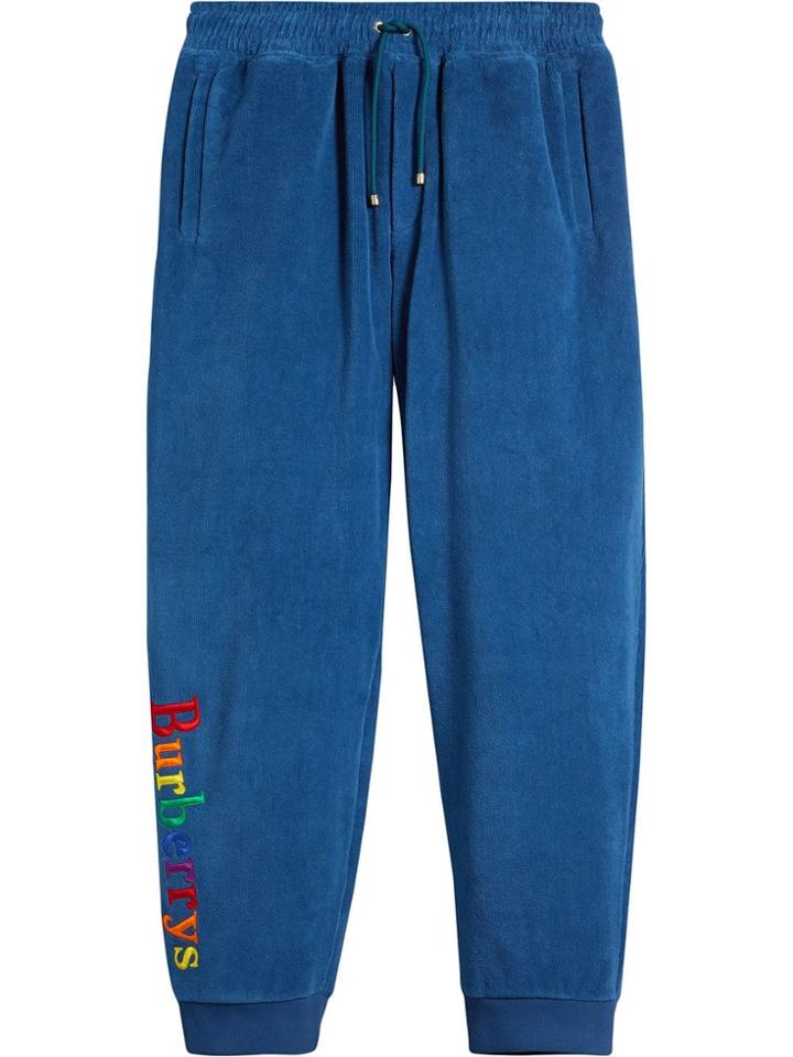 Burberry Archive Logo Towelling Sweatpants - Blue