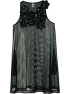 Comme Des Garçons Noir Kei Ninomiya - Floral Embellished Sheer Top - Women - Cotton - S, Black, Cotton