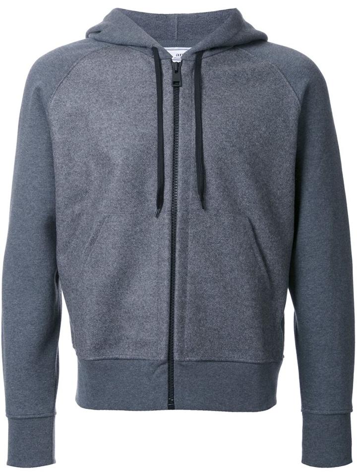 Ami Alexandre Mattiussi Drawstring Hoodie, Men's, Size: Large, Grey, Cotton/wool