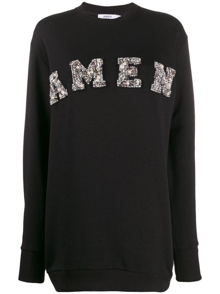 Amen Long Embellished Sweater - Black