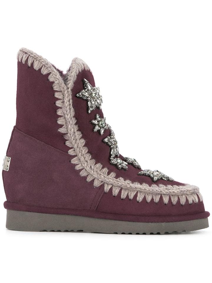 Mou Crystal Embellished Boots - Pink & Purple