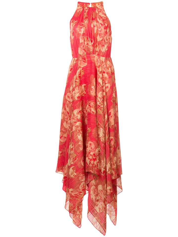 Halston Heritage Printed Asymmetric Dress - Red