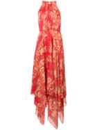 Halston Heritage Printed Asymmetric Dress - Red