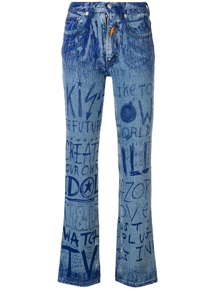 Walter Van Beirendonck Vintage Ink Writing Jeans - Blue