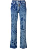 Walter Van Beirendonck Vintage Ink Writing Jeans - Blue