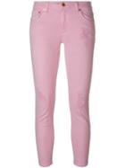 Michael Michael Kors Distressed Skinny Jeans, Women's, Size: 2, Pink/purple, Cotton/spandex/elastane