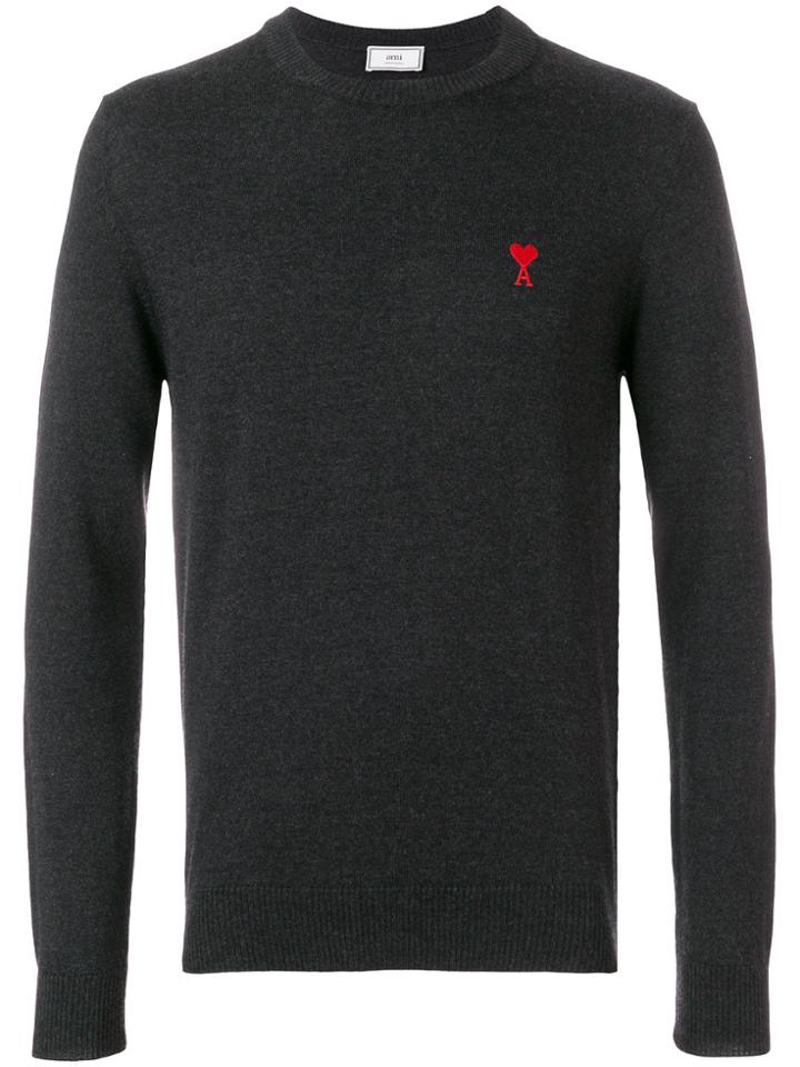 Ami Alexandre Mattiussi Crewneck Ami De Coeur Sweater - Grey