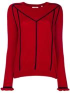 Chinti & Parker Contrast Fitted Sweater - Red