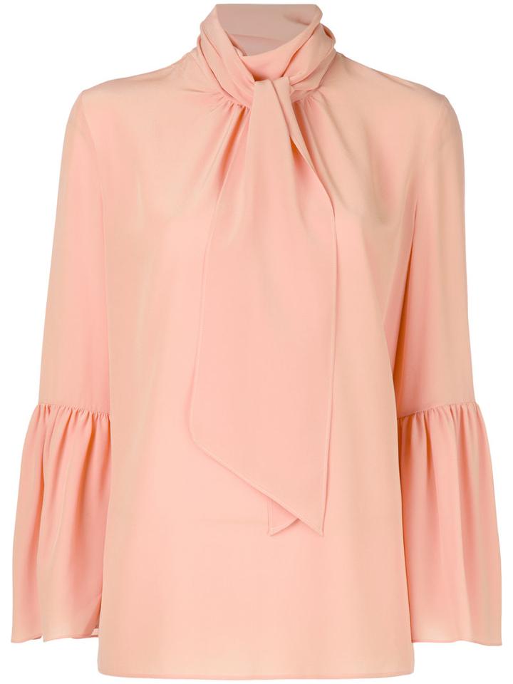Fendi - Pussy Bow Flared Sleeve Blouse - Women - Silk - 44, Pink/purple, Silk