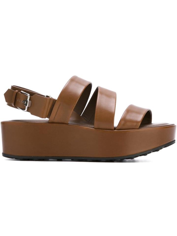 Tod's Flat Platform Sandals - Brown
