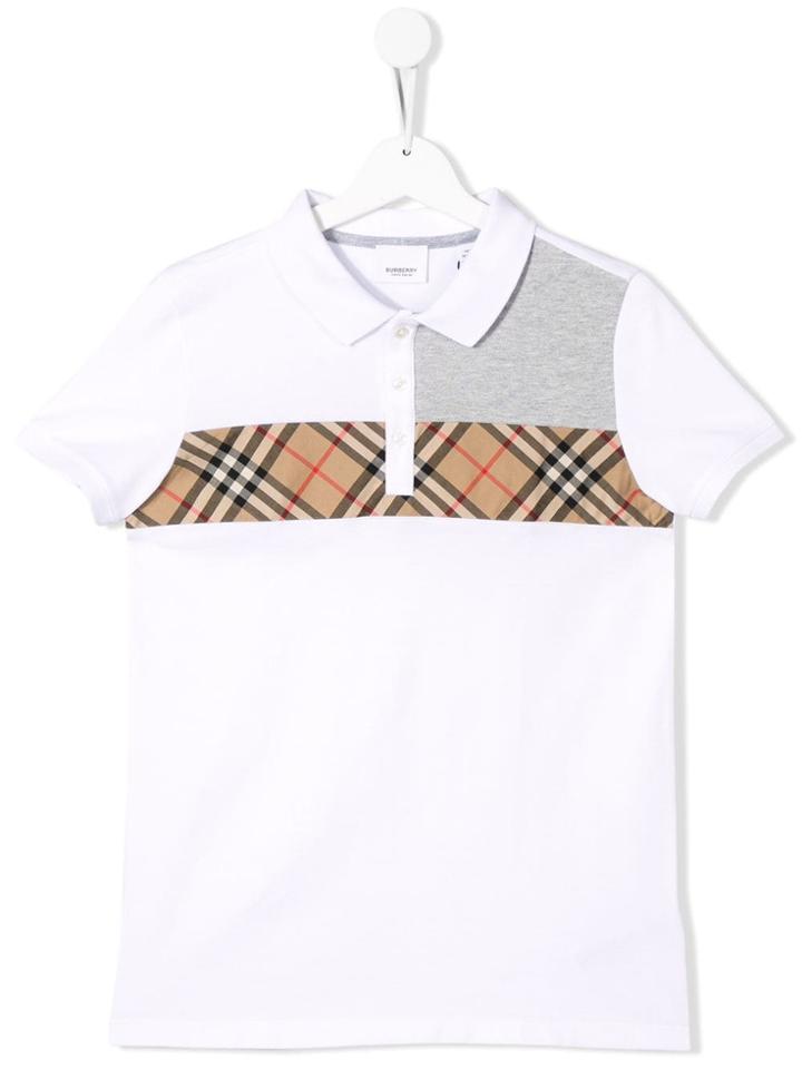 Burberry Kids Jeff Panelled Polo Shirt - White