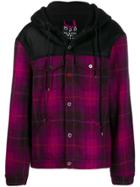 Mjb Marc Jacques Burton Checked Hooded Jacket - Black/purple