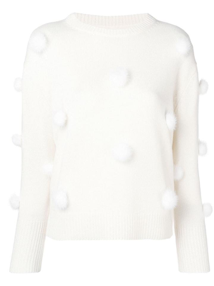 Max & Moi Cashmere Pom-pom Sweater - White