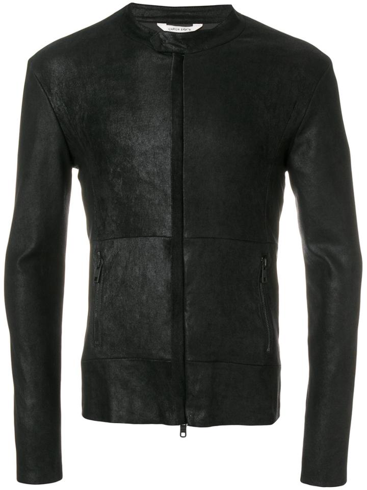 Giorgio Brato Slim Fit Leather Jacket - Black
