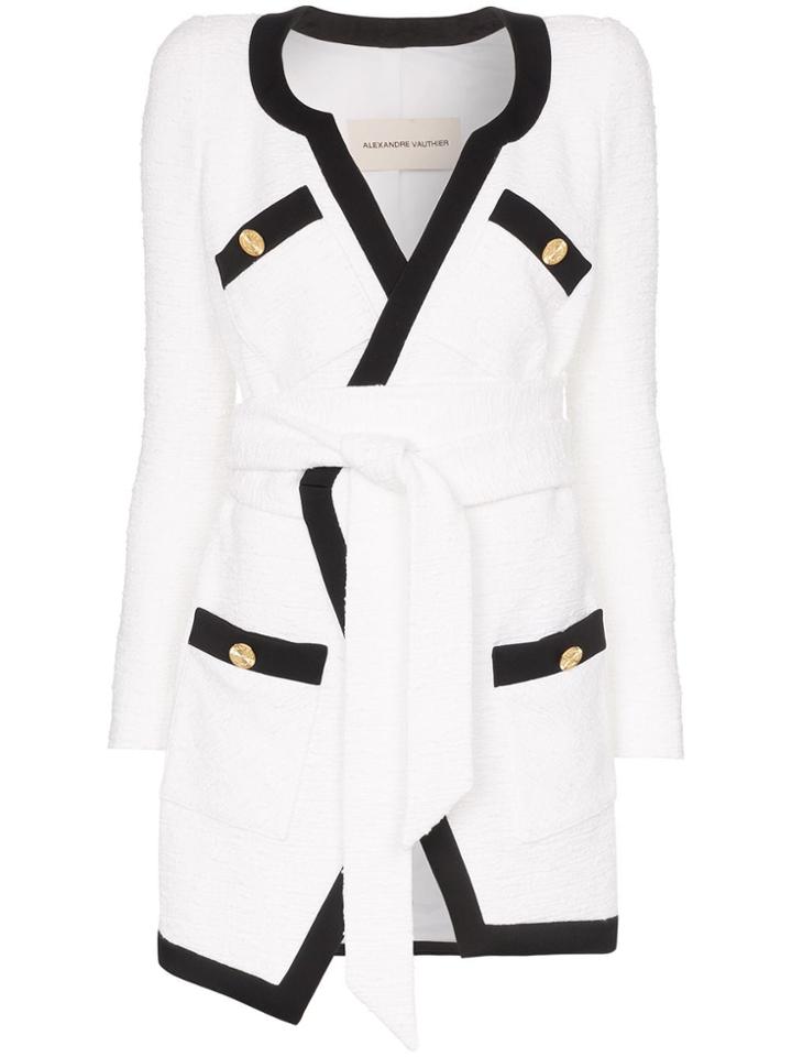 Alexandre Vauthier Belted Cotton Blazer Dress - White