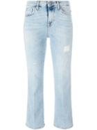 7 For All Mankind Left Hand Cropped Jeans, Women's, Size: 29, Blue, Cotton/polyester/spandex/elastane