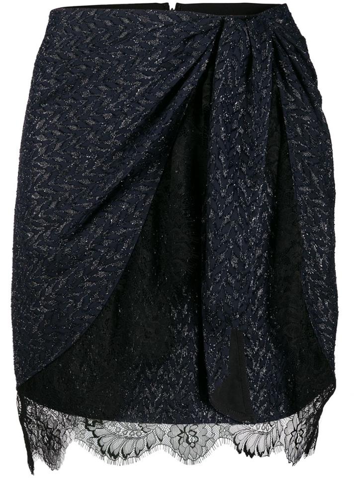 Self-portrait Metallic Coupe Mini Skirt - Blue