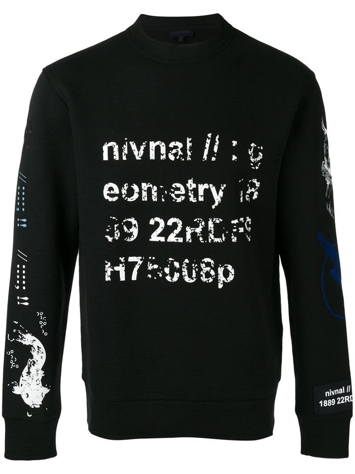 Lanvin Faded Stamp Print Sweatshirt, Men's, Size: Xs, Black, Polyamide/cotton/polyester