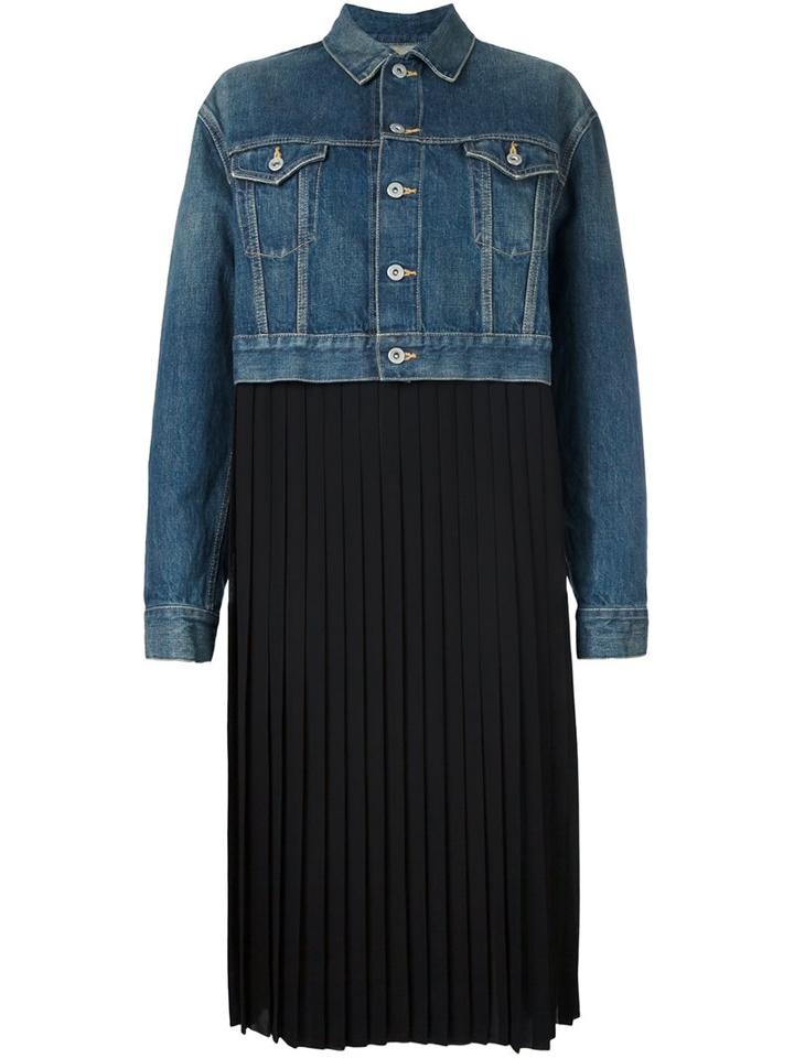 Junya Watanabe Comme Des Garçons Two-in-one Pleated Dress, Women's, Size: Medium, Blue, Polyester/cotton
