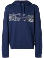 Ea7 Emporio Armani Logo Long-sleeve Hoodie - Blue