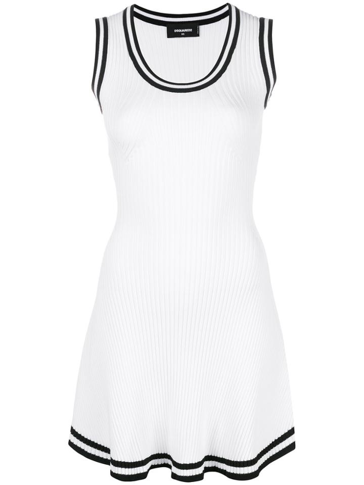 Dsquared2 Contrast-trim Flared Dress - White