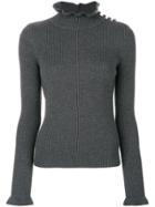 See By Chloé Frill Trim Ribbed Jumper - Grey