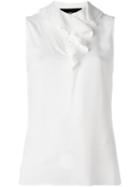 Boutique Moschino Ruffled Collar Sleeveless Blouse, Women's, Size: 40, White, Rayon/silk