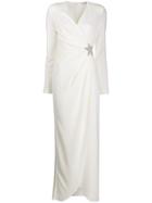 P.a.r.o.s.h. Star-shaped Pin Wrap Dress - White