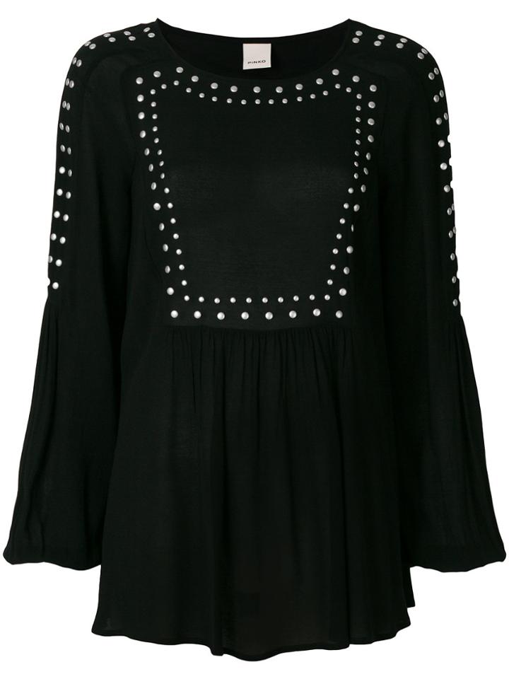 Pinko Long-sleeve Studded Blouse - Black