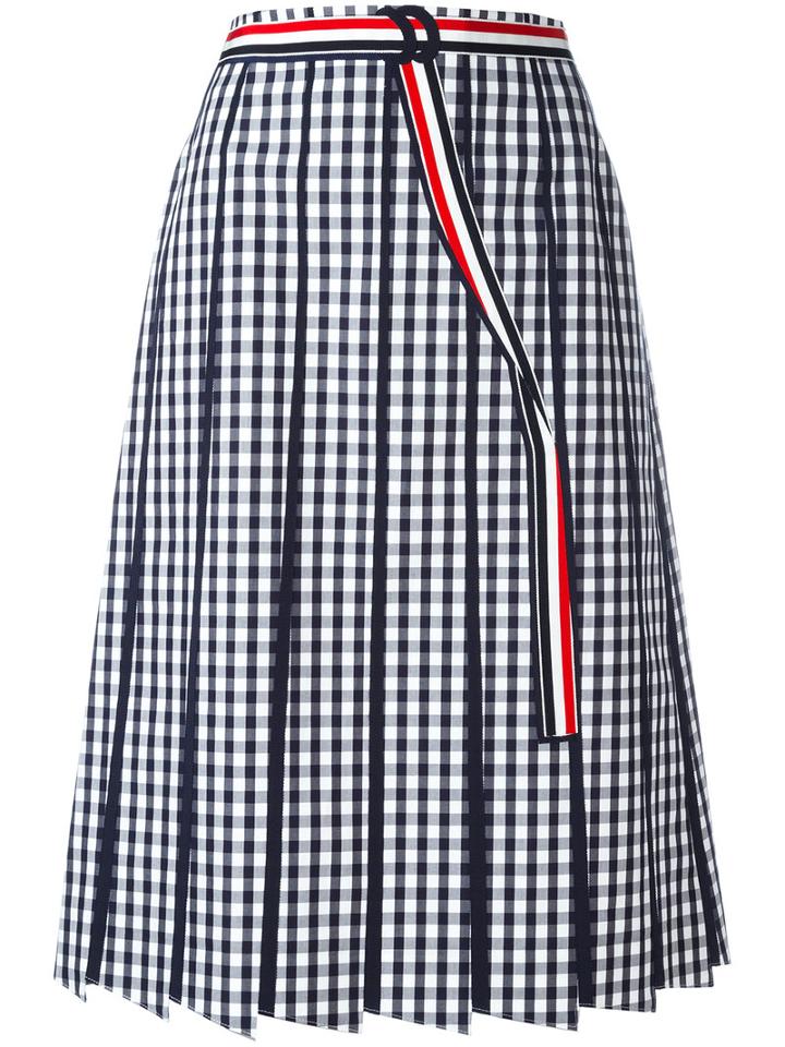 Thom Browne - Pleated Gingham Skirt - Women - Silk/cotton/polyester - 42, Black, Silk/cotton/polyester