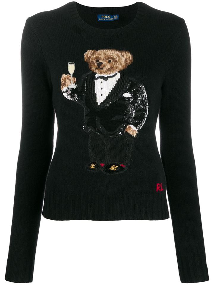 Polo Ralph Lauren Sequin-embellished Polo Bear Jumper - Black