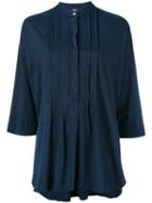 Aspesi - Pleated Front Shirt - Women - Cotton - M, Blue, Cotton