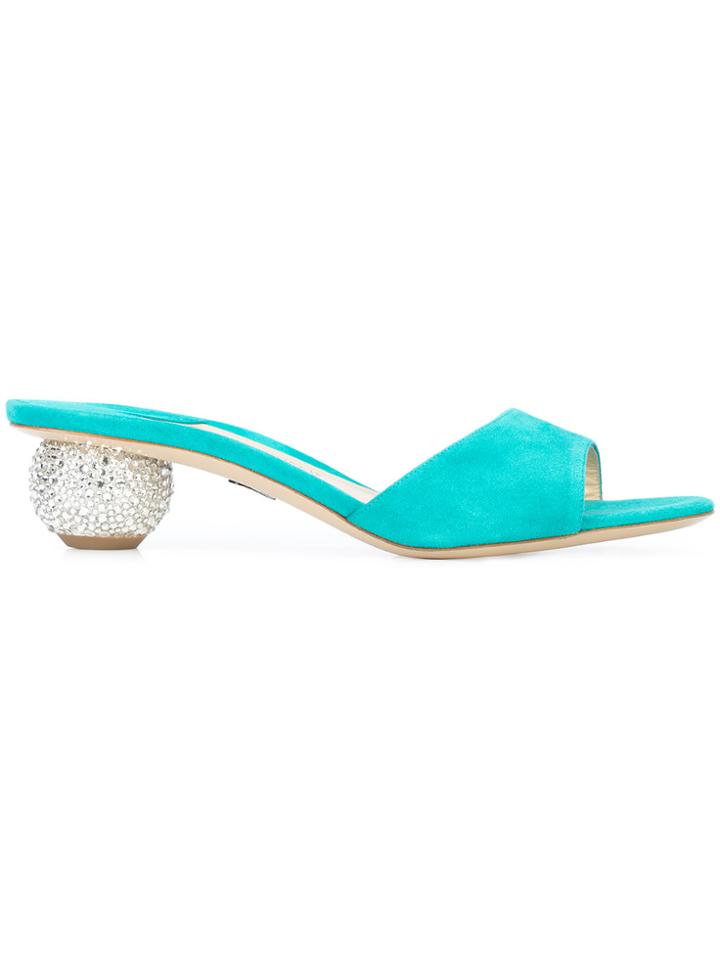 Paul Andrew Paw Sphere Heel Mules - Blue