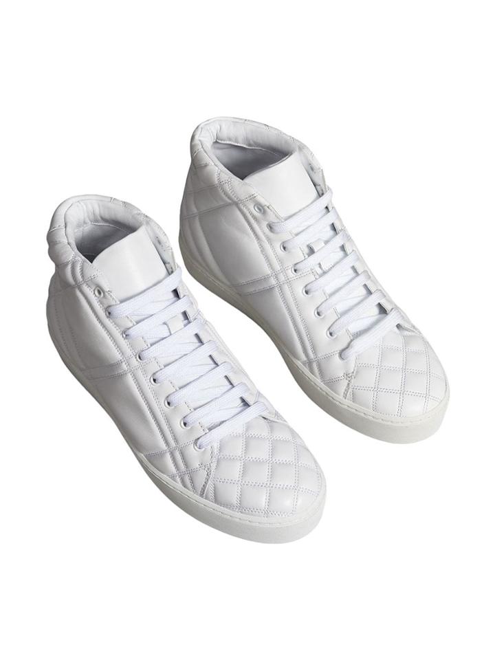 Burberry Check-quilted Leather High-top Sneakers - White
