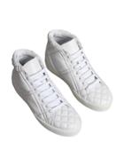 Burberry Check-quilted Leather High-top Sneakers - White