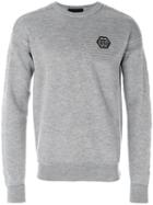 Philipp Plein - Ribbed Logo Sweatshirt - Men - Merino - L, Grey, Merino