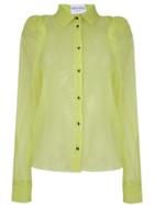 Daizy Shely Sheer Puffed Sleeve Shirt - Green