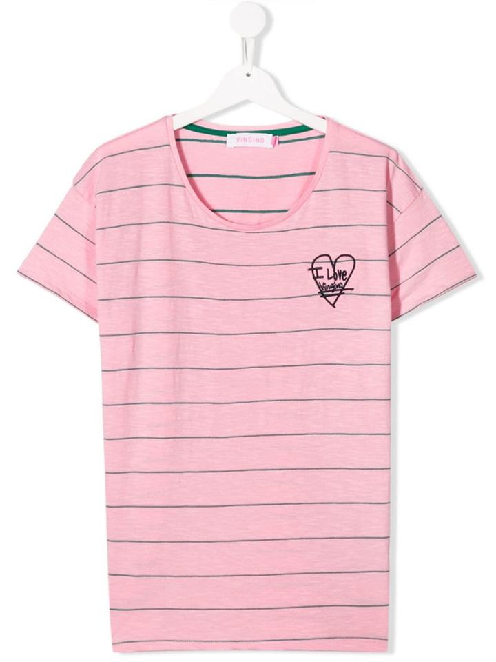Vingino Teen Striped Logo T-shirt - Pink