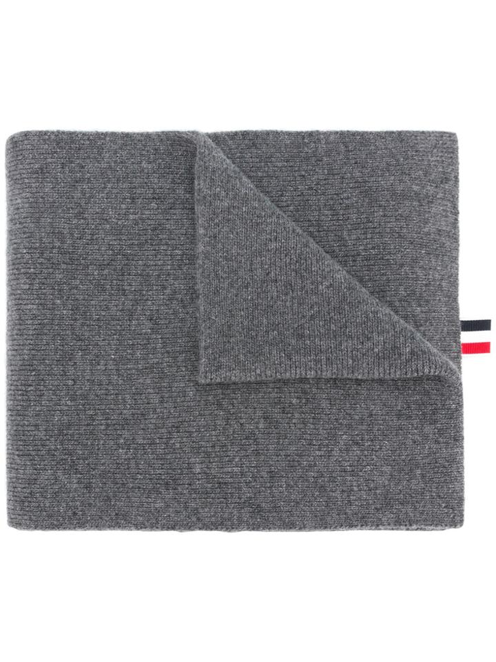 Thom Browne 4 Stripe Scarf - Grey