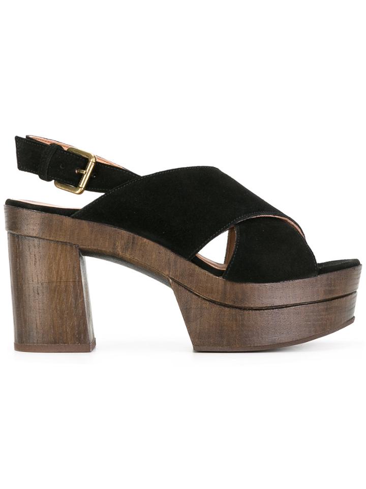 L'autre Chose Crossed Sandals - Black