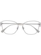 Fendi Eyewear Rectangular Frame Logo Glasses - Silver