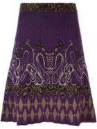 Etro Ribbed Intarsia Skirt, Women's, Size: 40, Pink/purple, Polyamide/polyester/polyurethane/alpaca