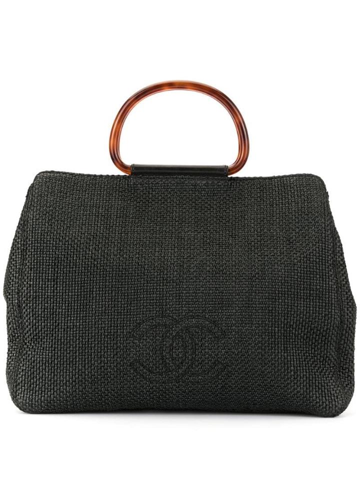 Chanel Pre-owned 1998's Tortoiseshell Handle Tote - Black